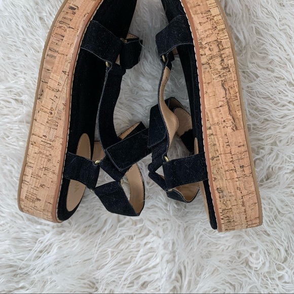 Miim Black Velvet Kork Strappy Platform Sandals Women’s Size 8.5 - Picture 2 of 8